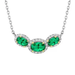 Elegant Real Green Emerald And Diamond Pendant