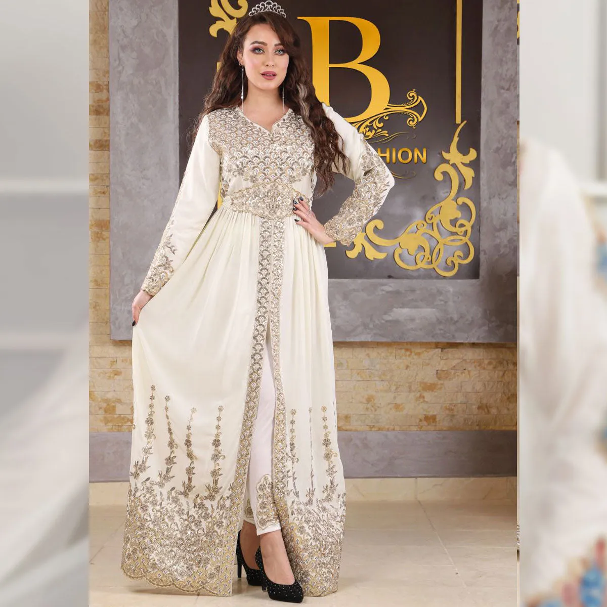 Elegant reception Chiffon Abaya, imported