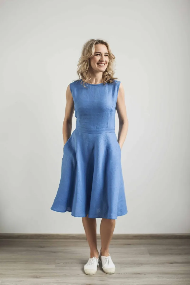 Elegant Sleeveless Linen Sundress