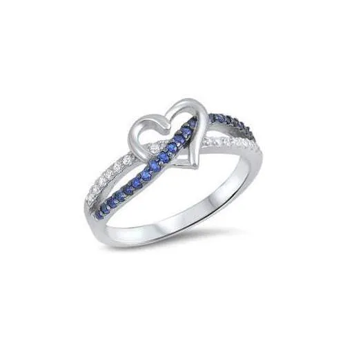 Elegant Thin Blue Line Heart Ring