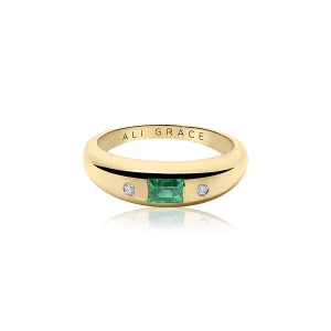 Emerald & Diamonds Mini Bubble Ring