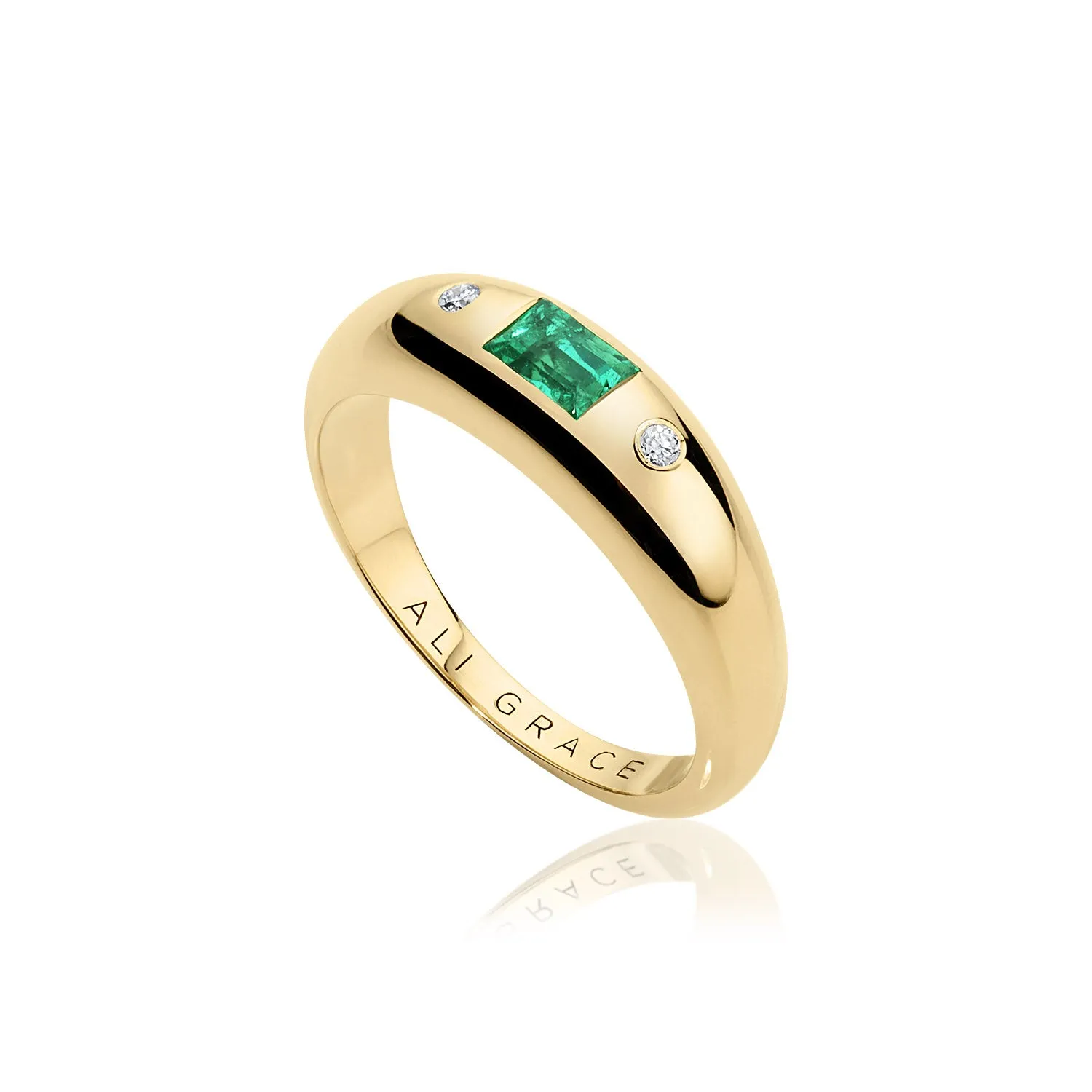 Emerald & Diamonds Mini Bubble Ring