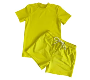 Enci Lemon UPF50  Boys Swim trunks and Rashguard Top