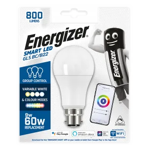 Energizer Smart S17161 9W 800lm B22 BC GLS Colour Changing