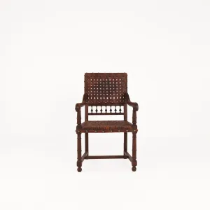 English Antique Leather Strap Chair c1880