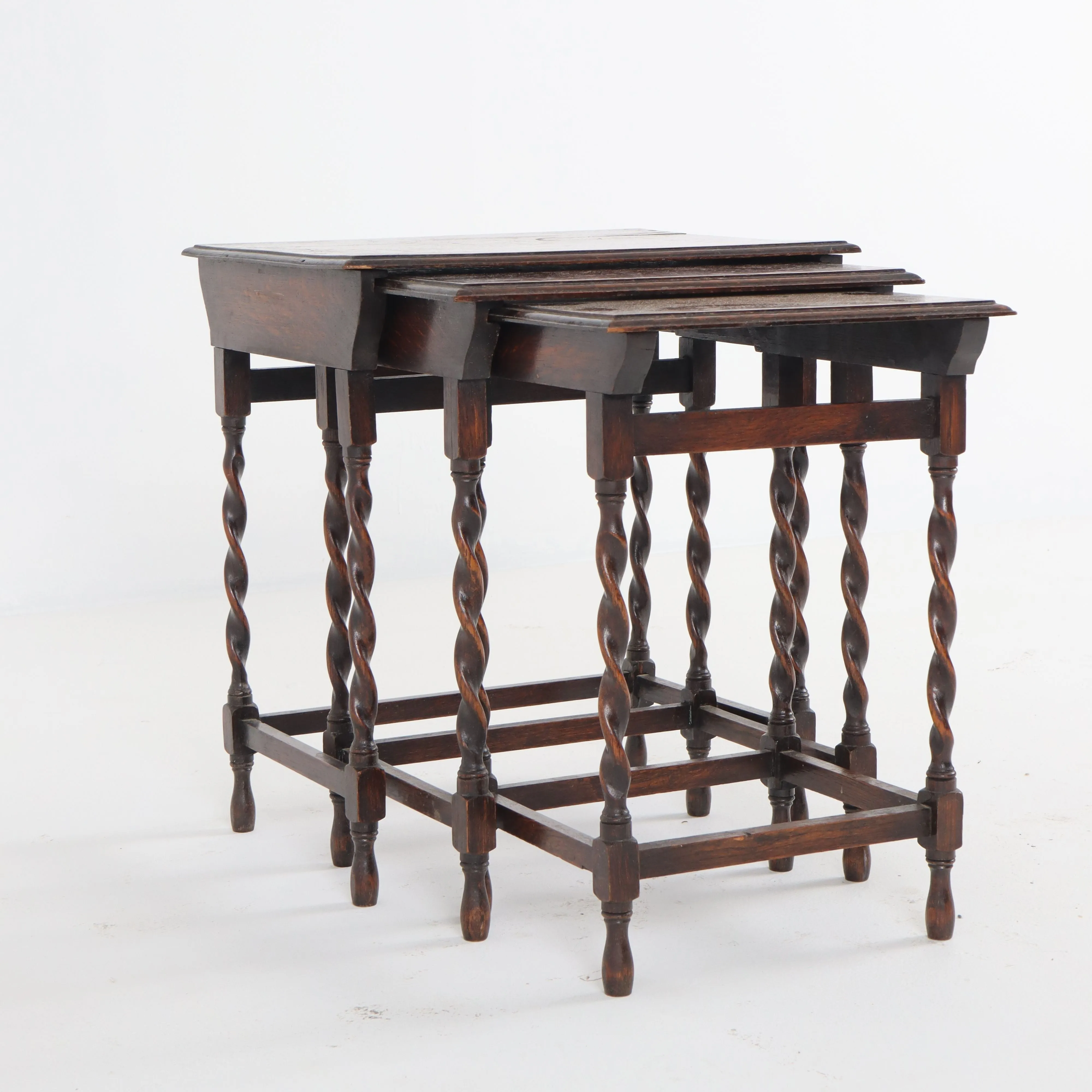English Barley Twist Nesting Tables c1920