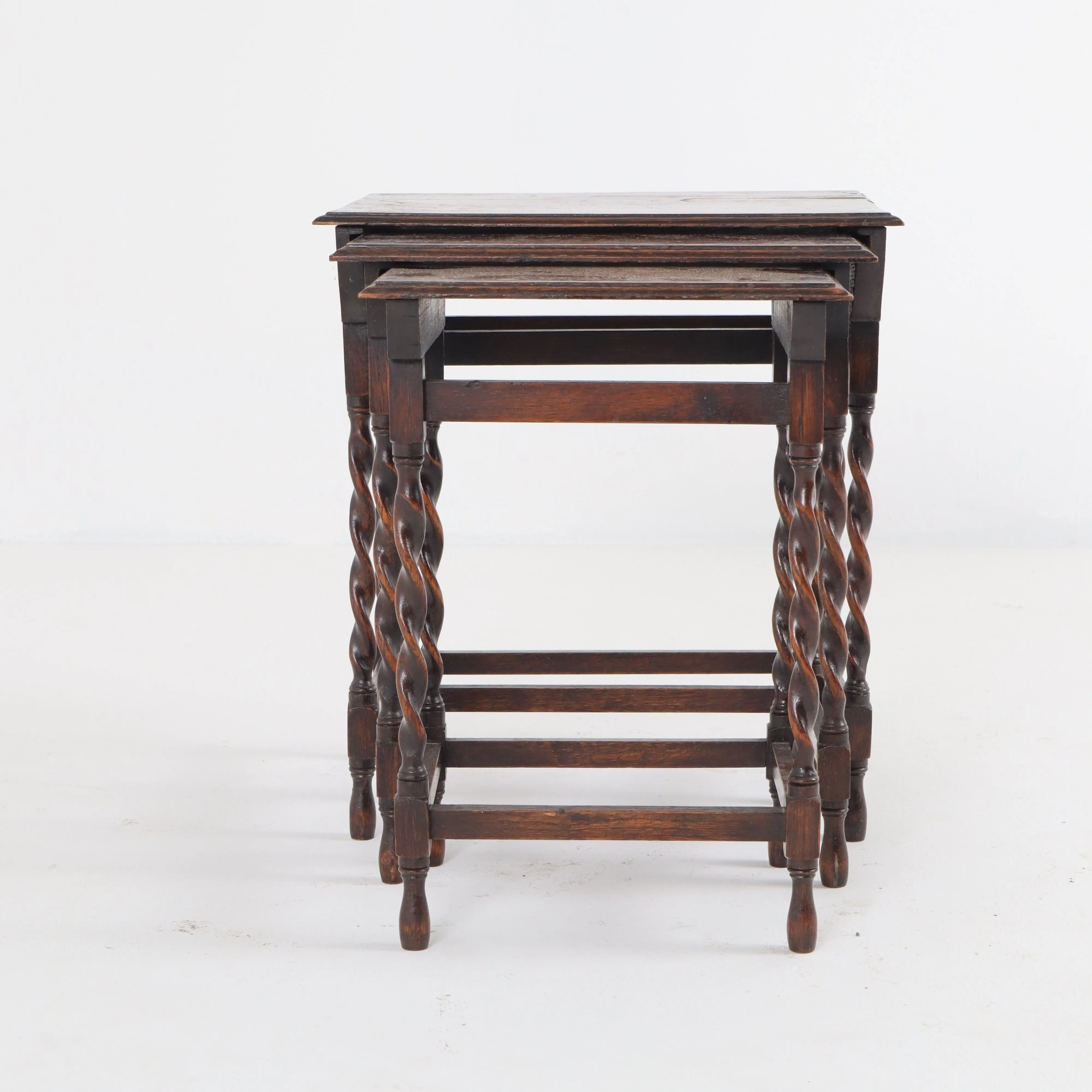 English Barley Twist Nesting Tables c1920