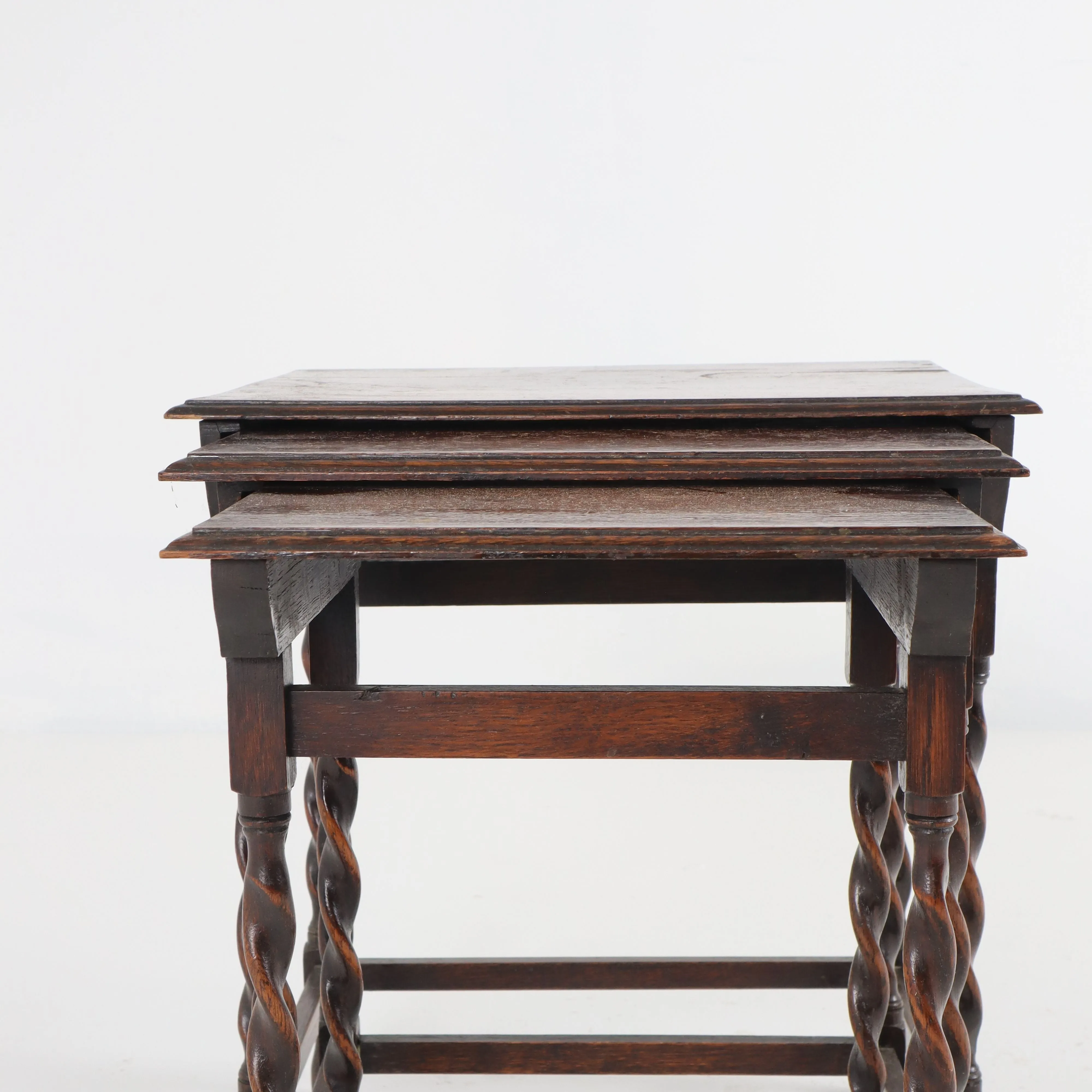 English Barley Twist Nesting Tables c1920