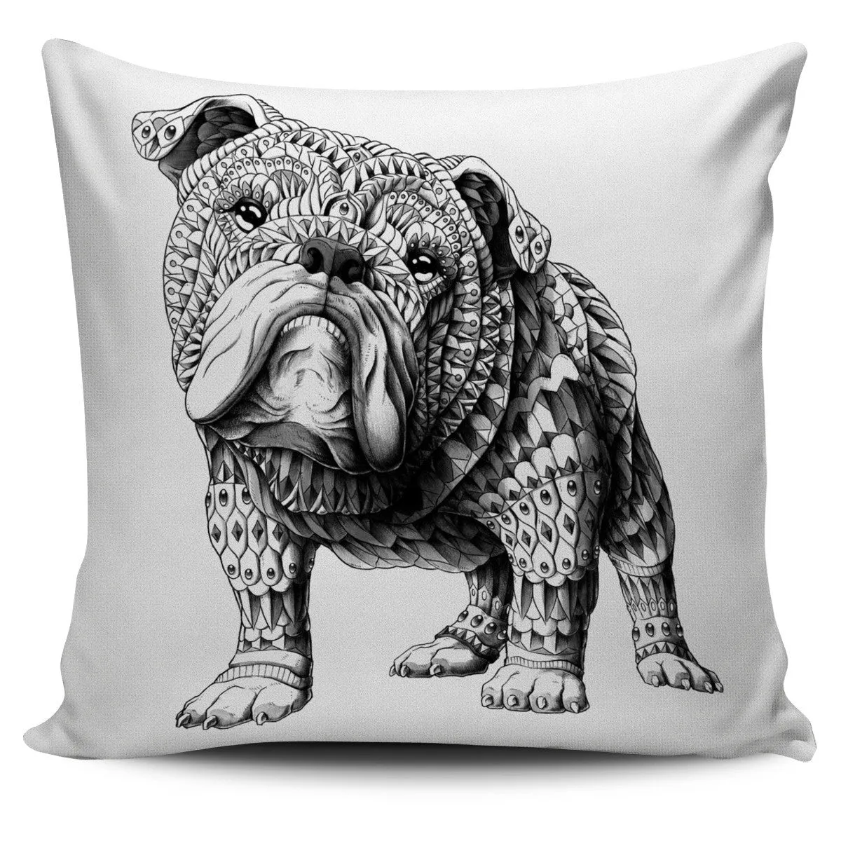 ENGLISH BULLDOG ORNATE ANIMAL PILLOW COVER