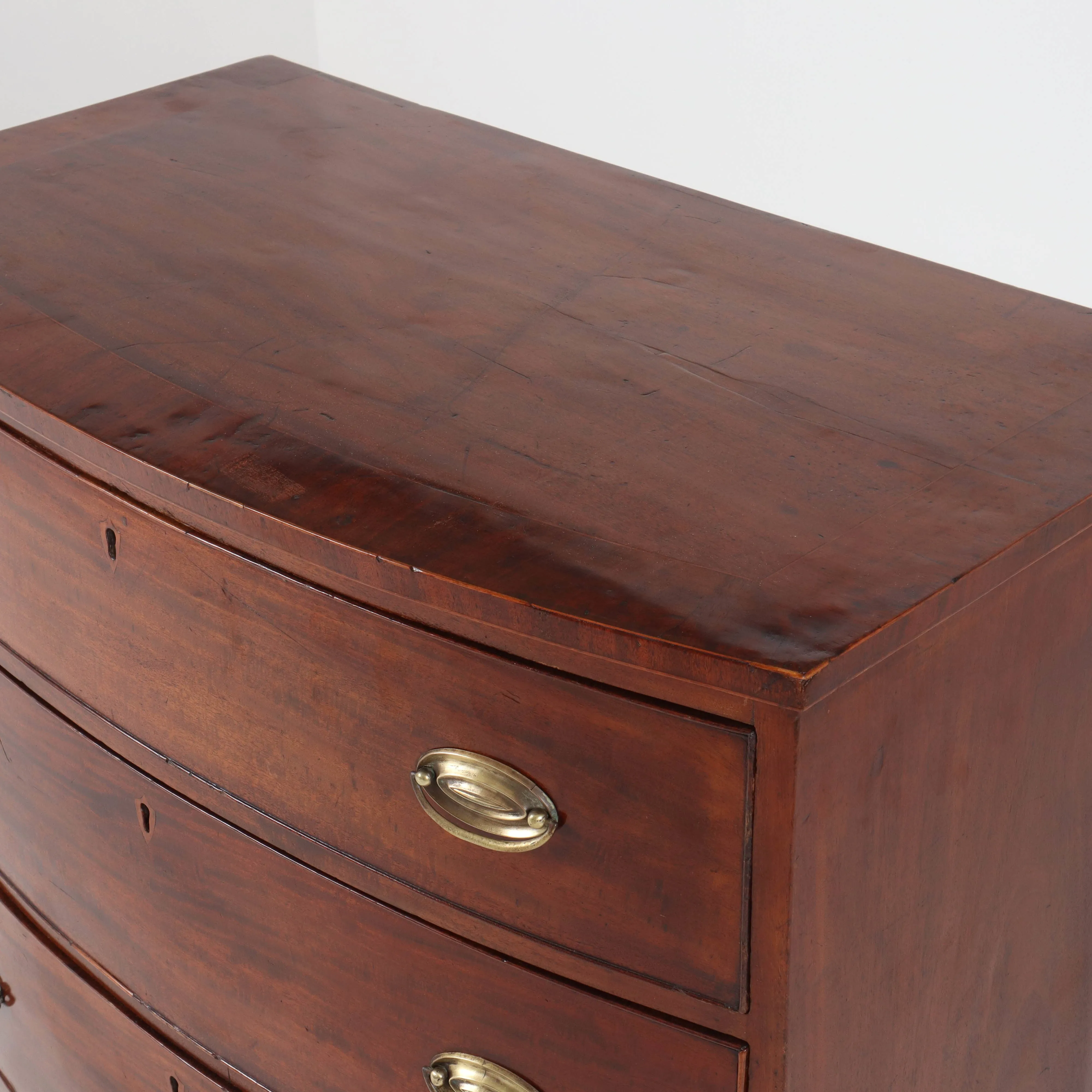 English Victorian Antique Bow Front Chest of Drawers c1860