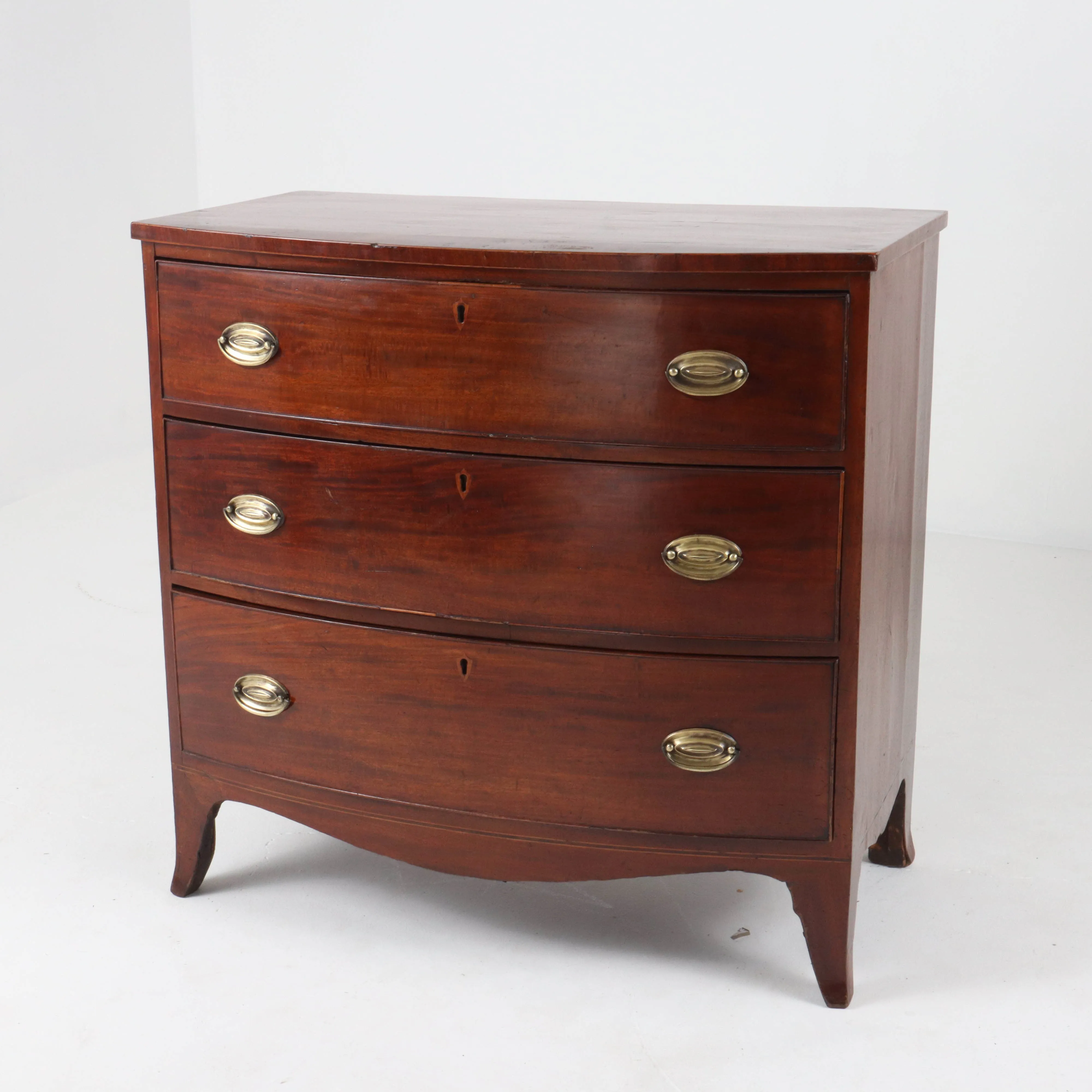 English Victorian Antique Bow Front Chest of Drawers c1860