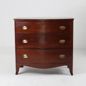 English Victorian Antique Bow Front Chest of Drawers c1860