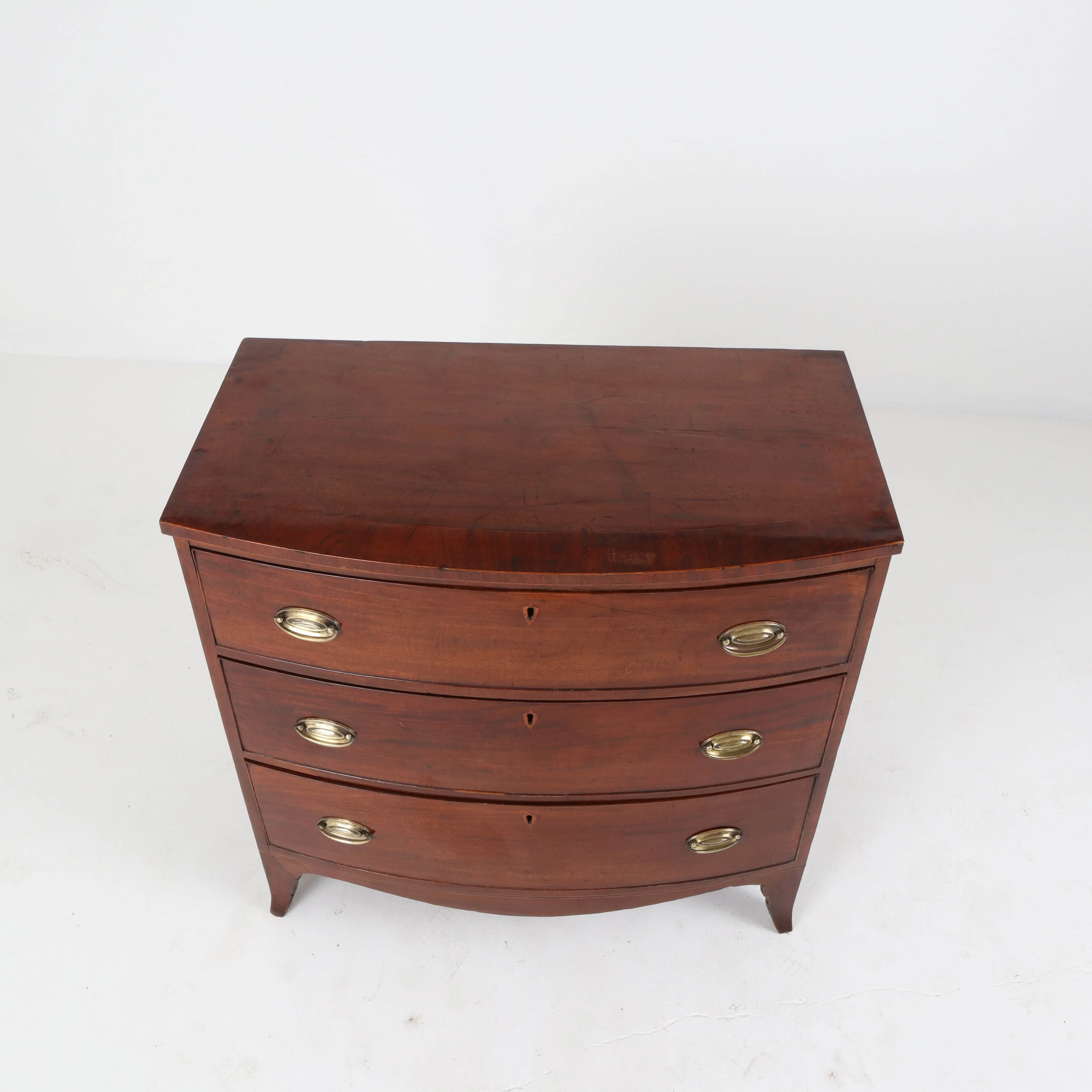 English Victorian Antique Bow Front Chest of Drawers c1860