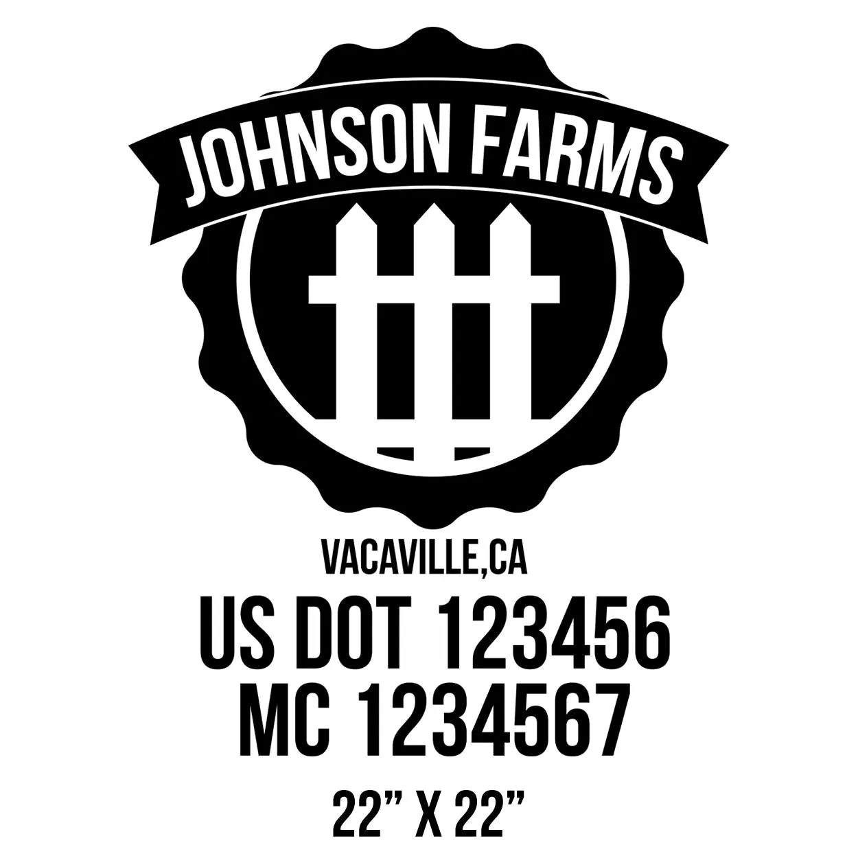 Farm Company Name Truck Decal (USDOT), 2 Pack