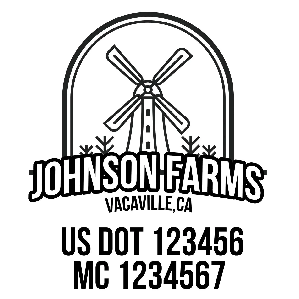 Farm Company Name Truck Decal (USDOT), 2 Pack