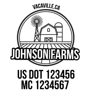 Farm Company Name Truck Decal (USDOT), 2 Pack