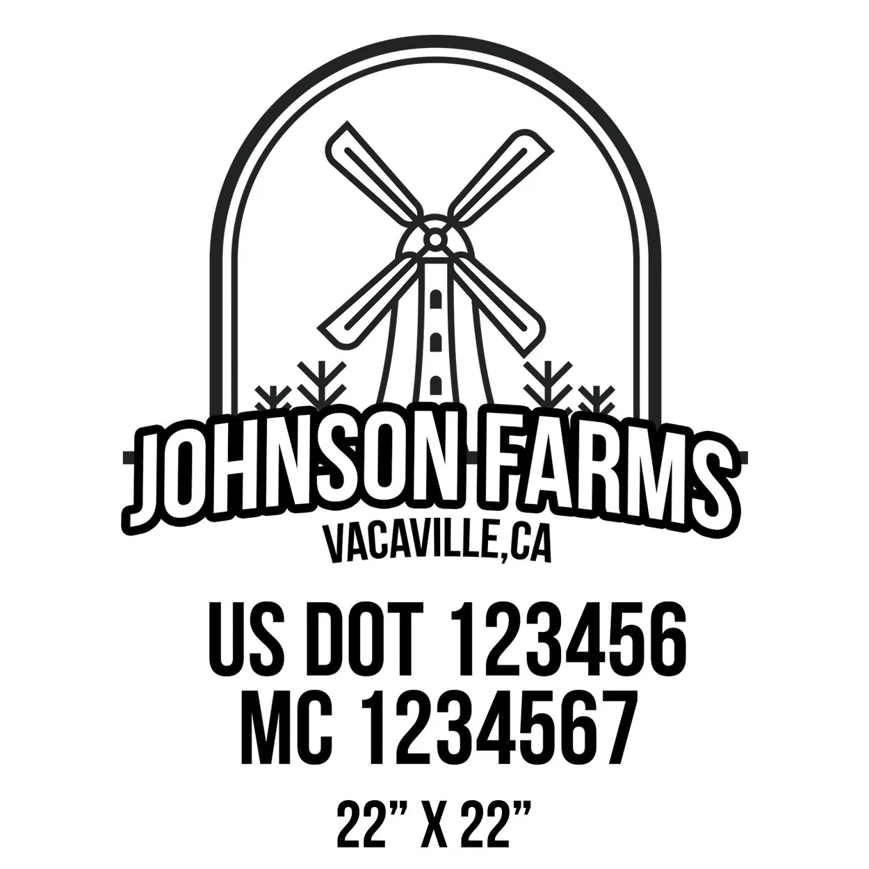 Farm Company Name Truck Decal (USDOT), 2 Pack