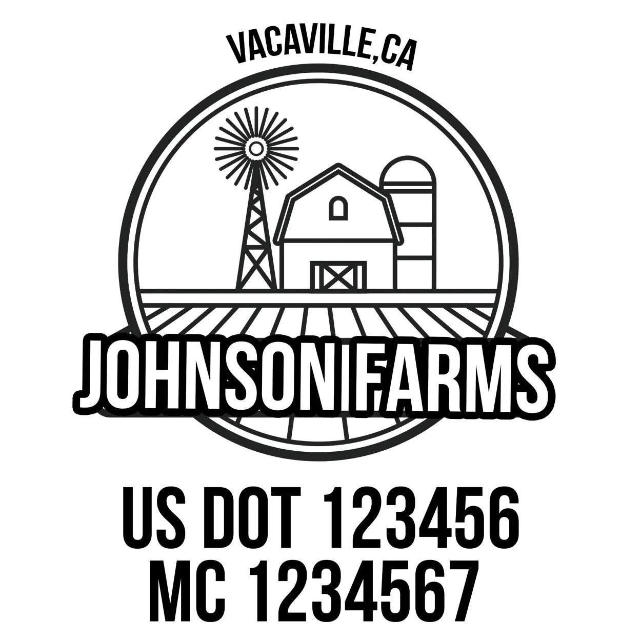 Farm Company Name Truck Decal (USDOT), 2 Pack