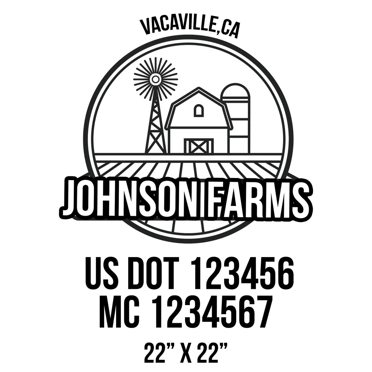 Farm Company Name Truck Decal (USDOT), 2 Pack