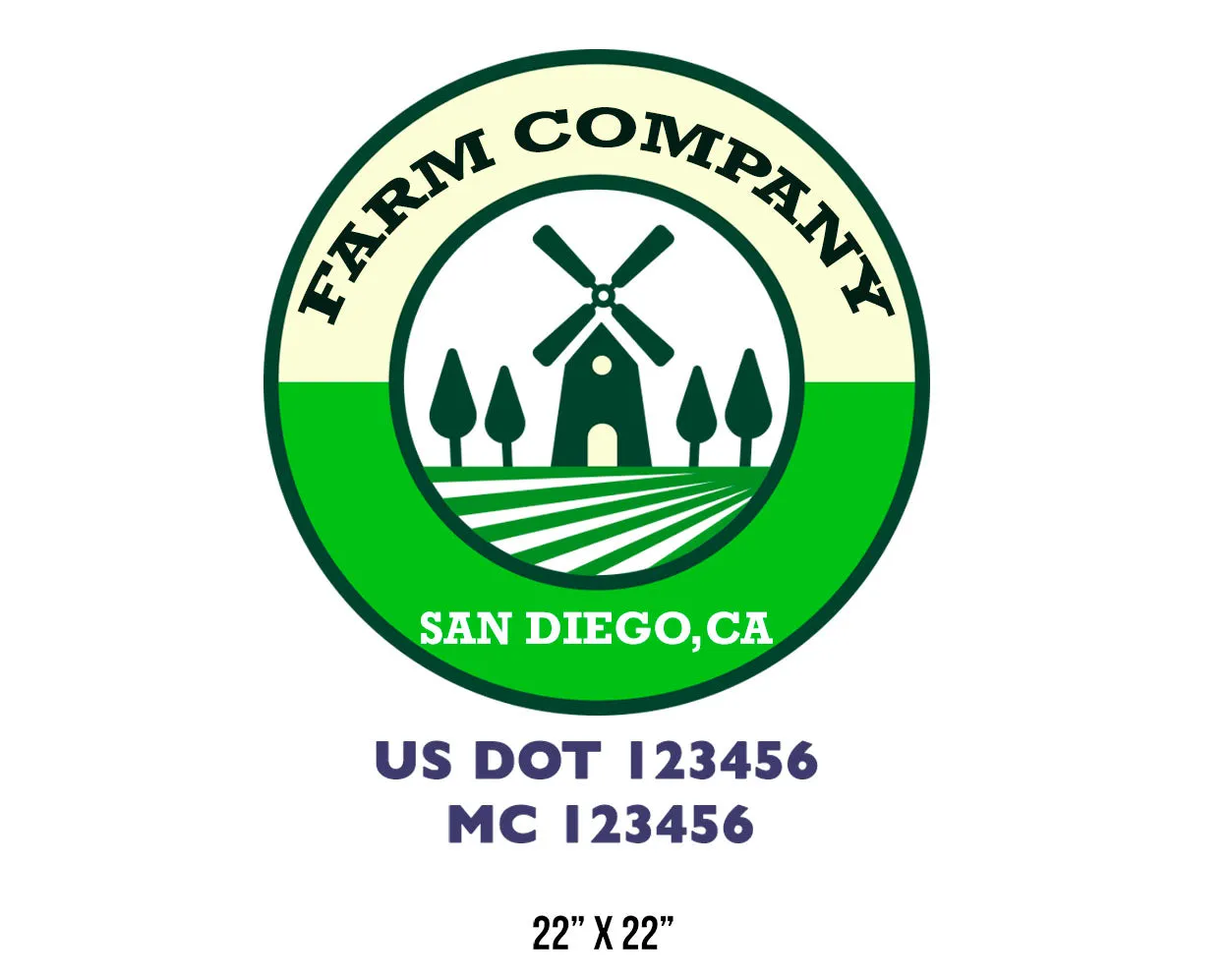 Farm Company Name Truck Decal (USDOT), 2 Pack