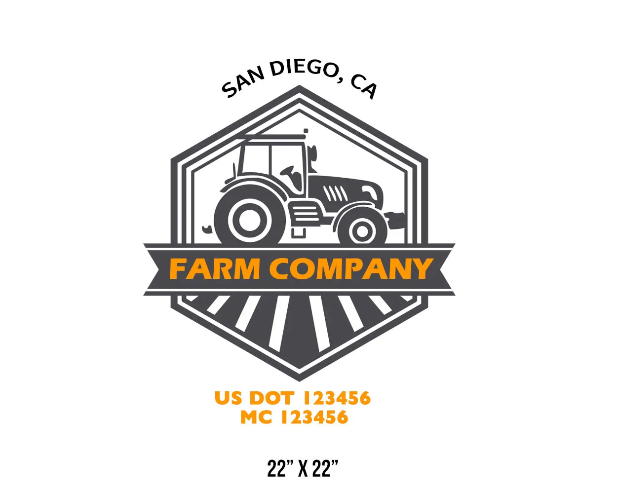 Farm Company Name Truck Decal (USDOT), 2 Pack