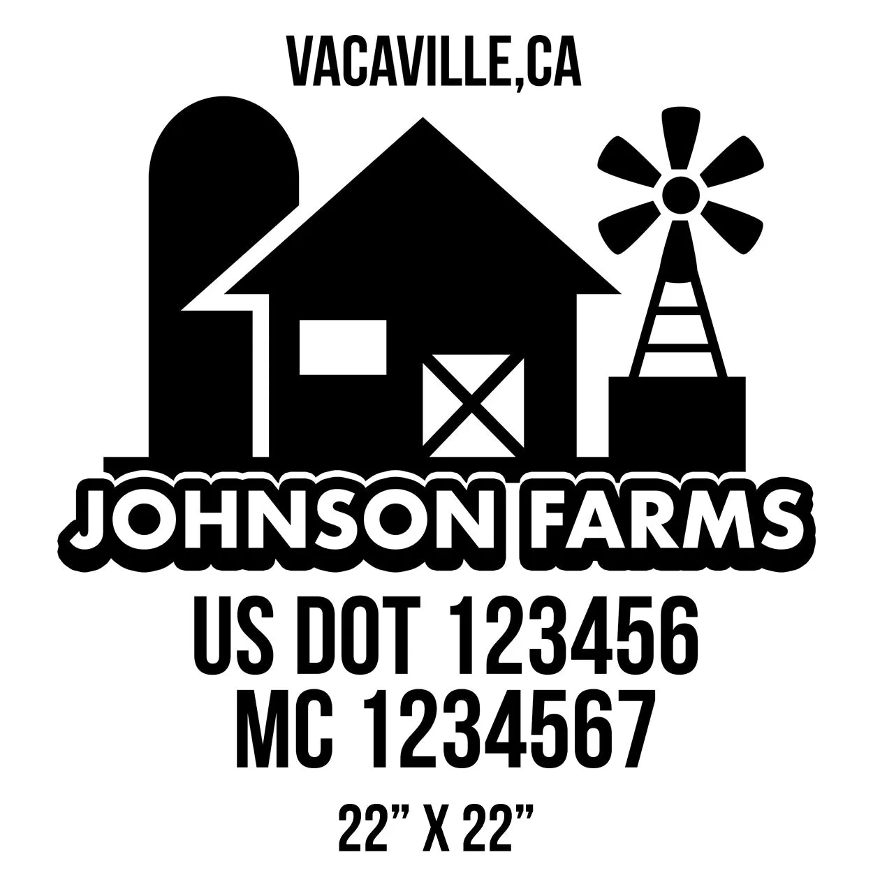 Farm Company Name Truck Decal (USDOT), 2 Pack