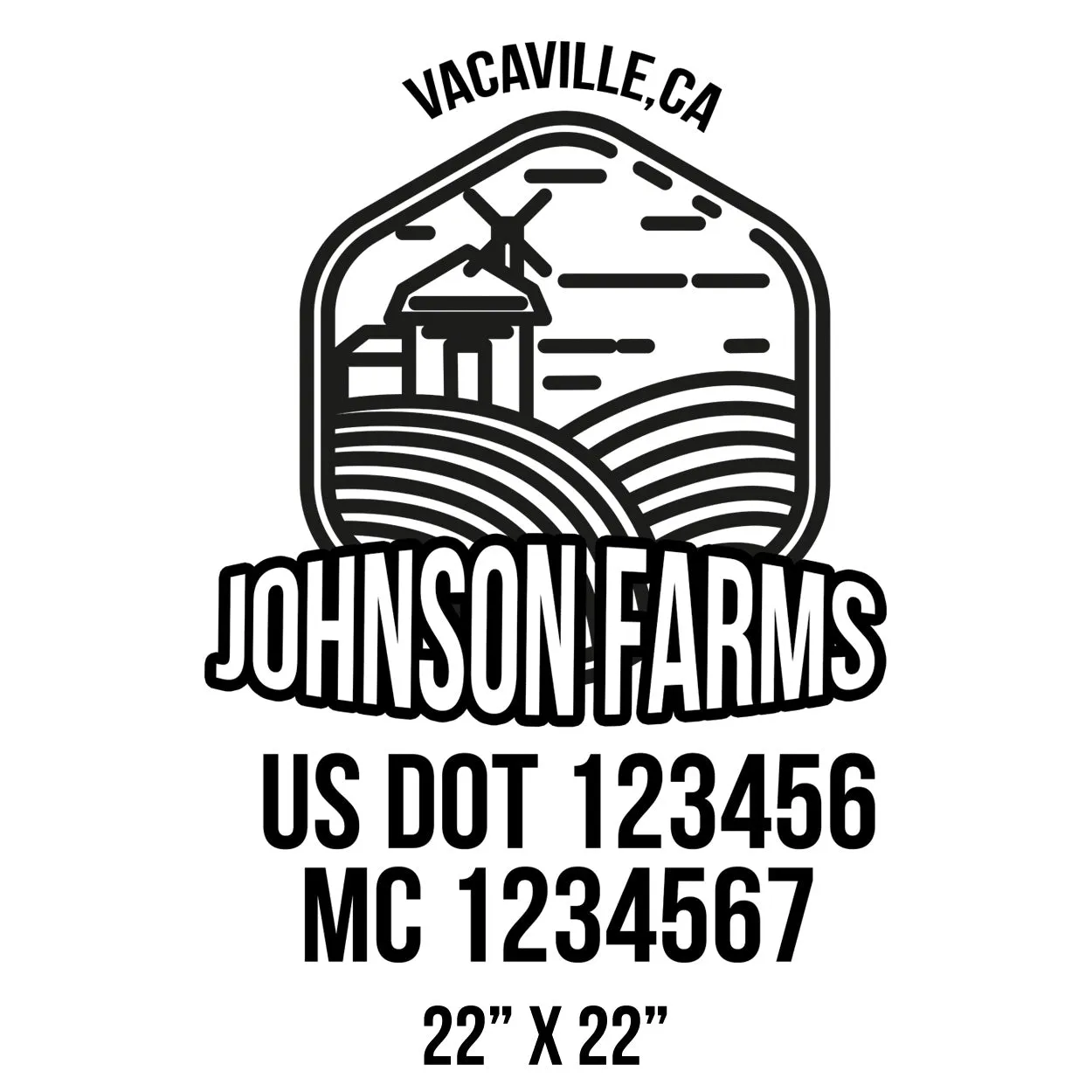 Farm Company Name Truck Decal (USDOT), 2 Pack