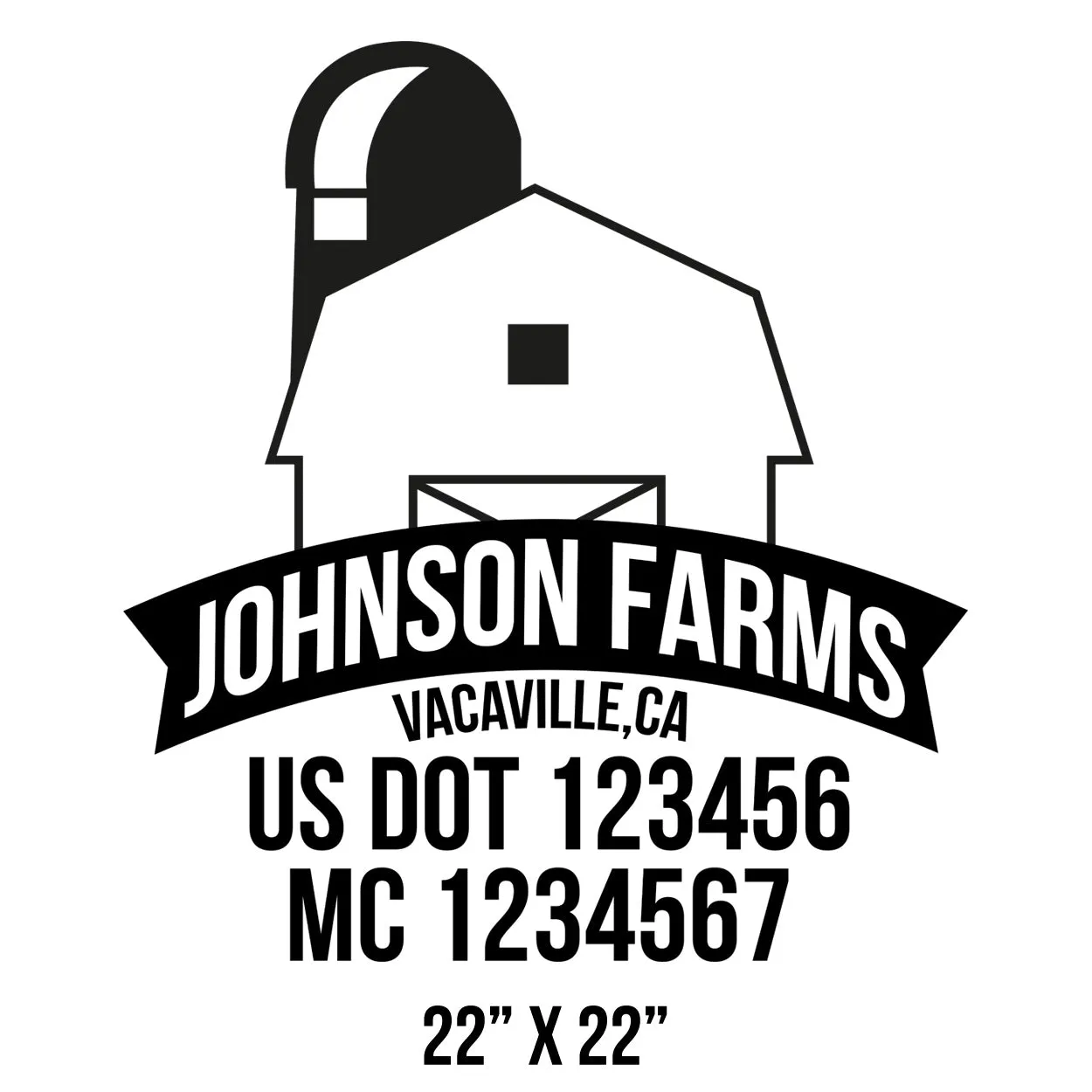 Farm Company Name Truck Decal (USDOT), 2 Pack