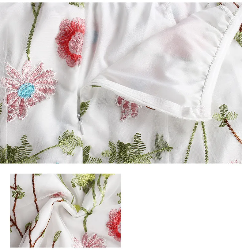 Fashion Sexy Skirt Solid Color Lace Embroidered Dress