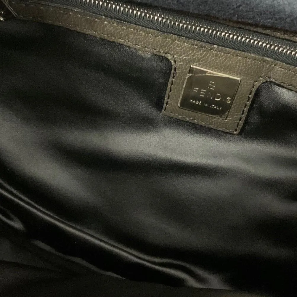 Fendi Black Calf Hair Embellished Shoulder Bag