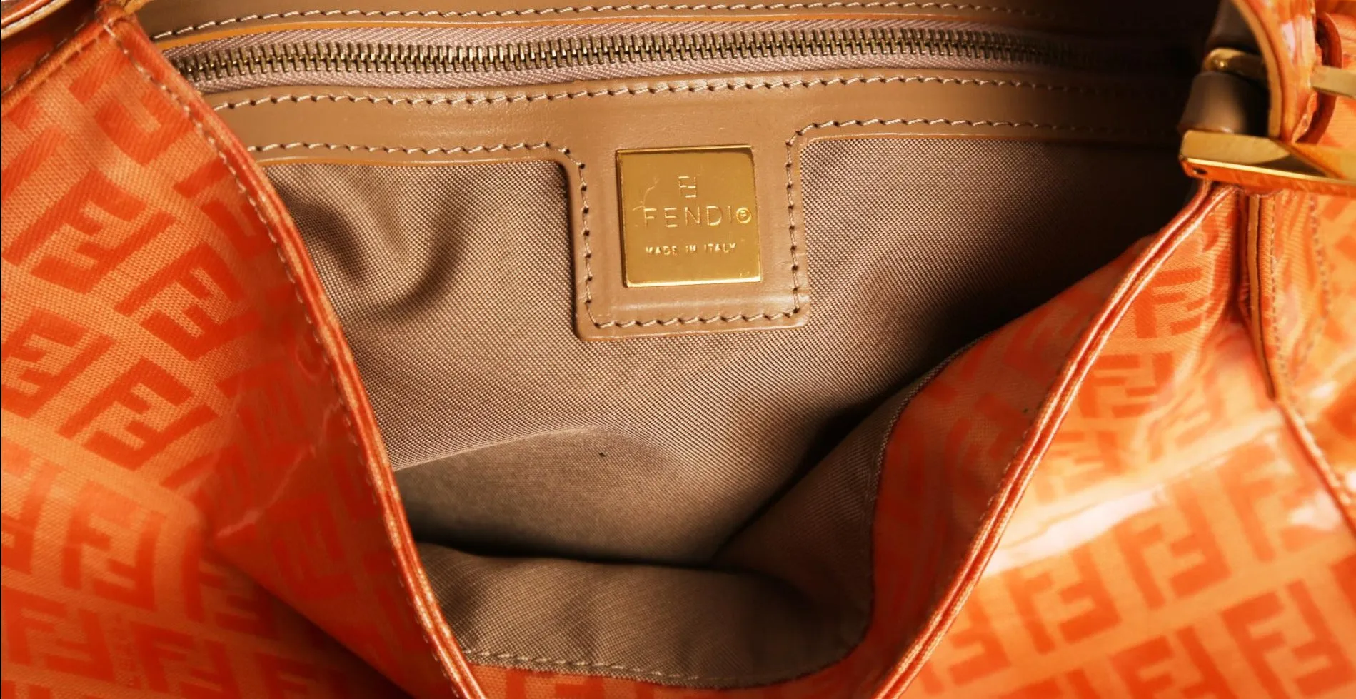 Fendi Orange Logo Baguette