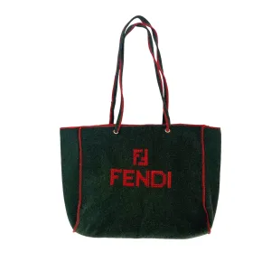 Fendi Wool Embroidered Logo Tote