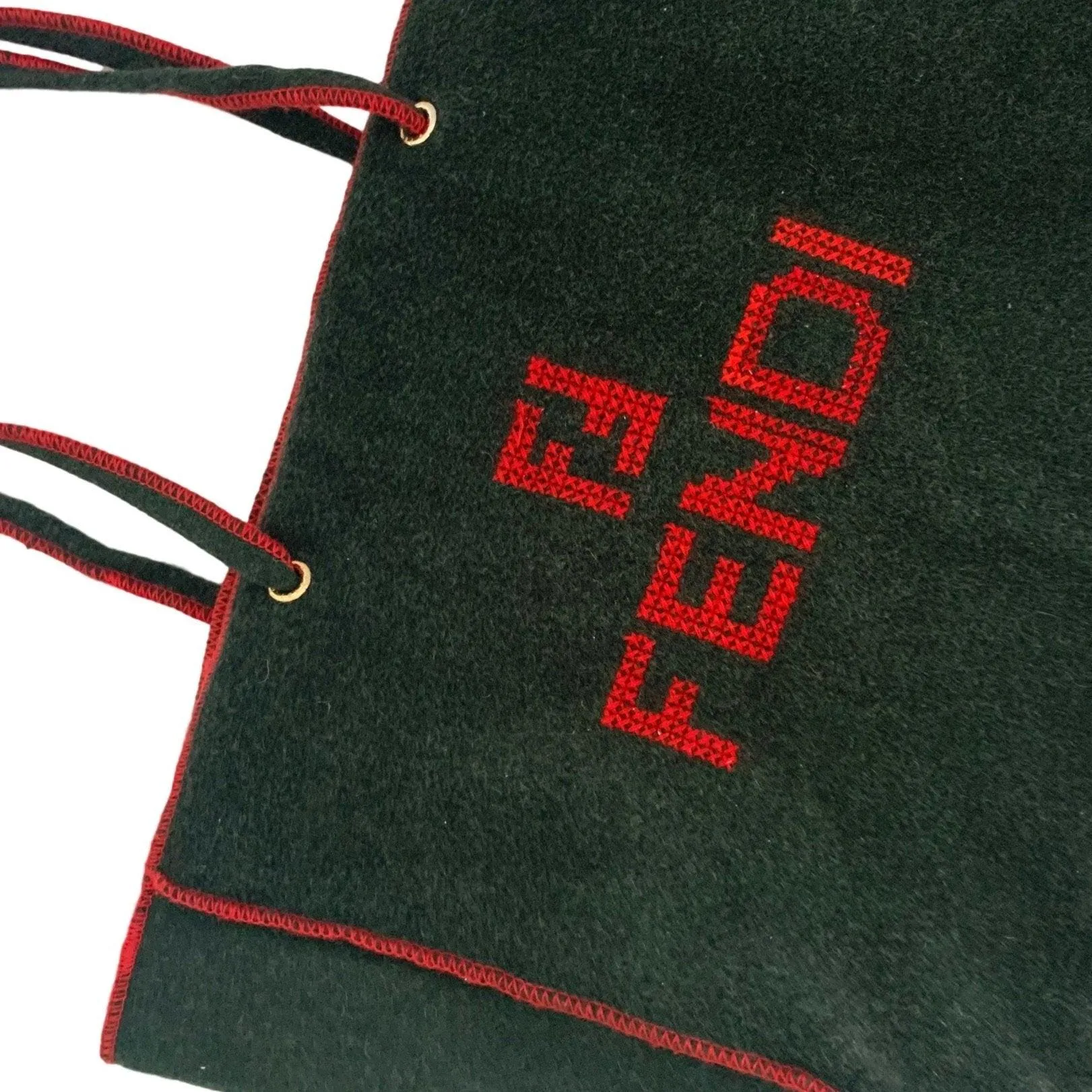 Fendi Wool Embroidered Logo Tote