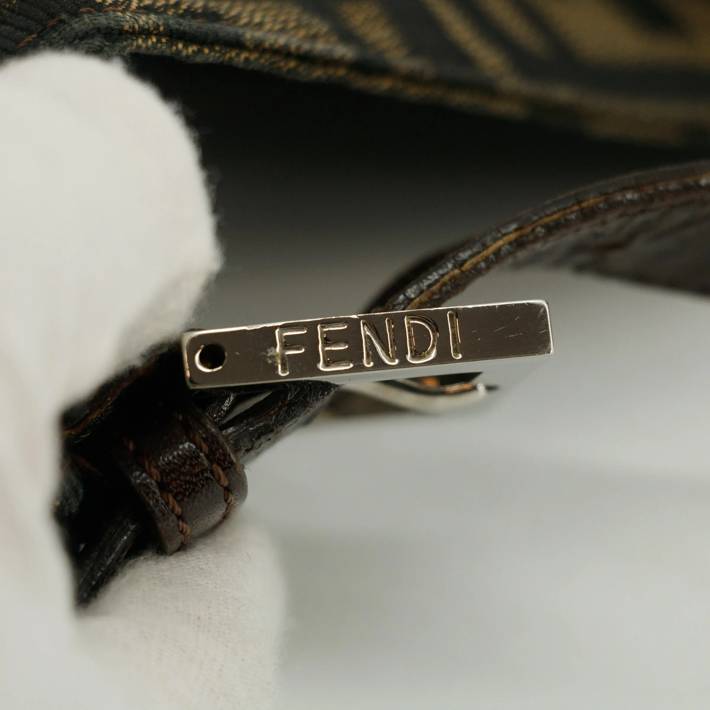 Fendi Zucca Canvas Brown Mama Baguette Shoulder Bag  #3409