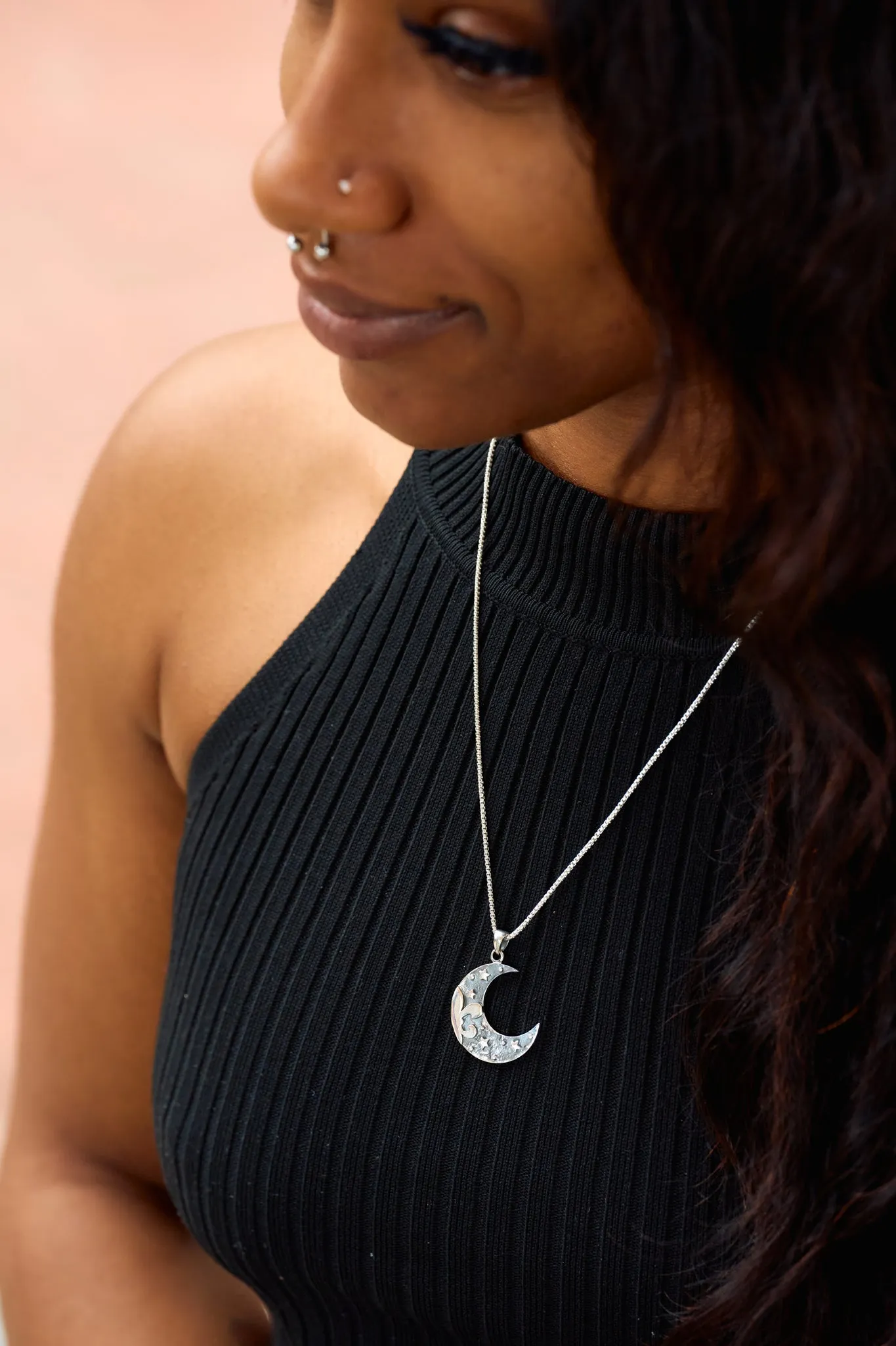 Fleur de Crescent Pendant