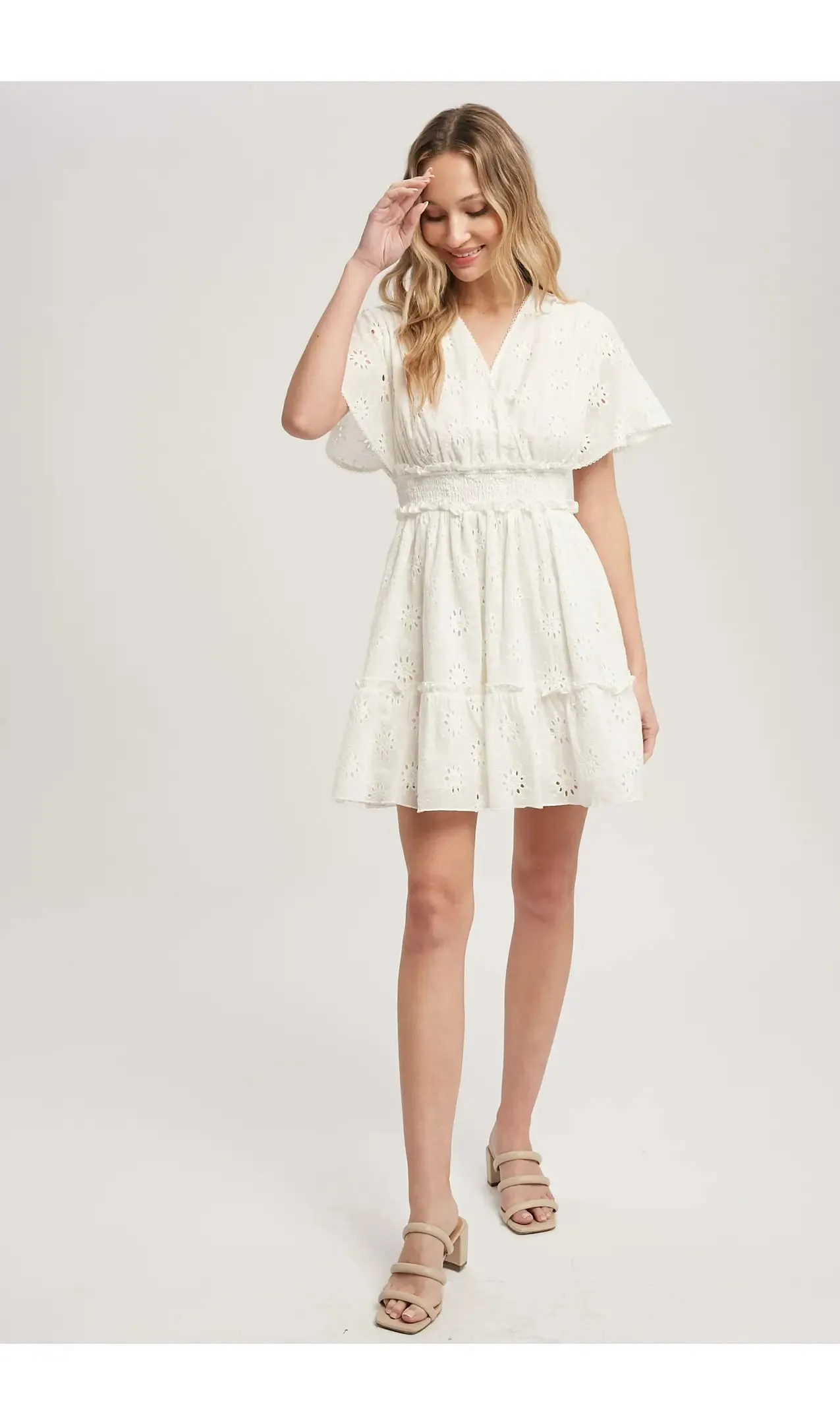 Flirty Flutter White Dress