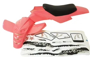 FMQ07 FAIRING PLASTICS PINK / WHITE WITH SEAT FOR 49CC MINI QUAD / ATV