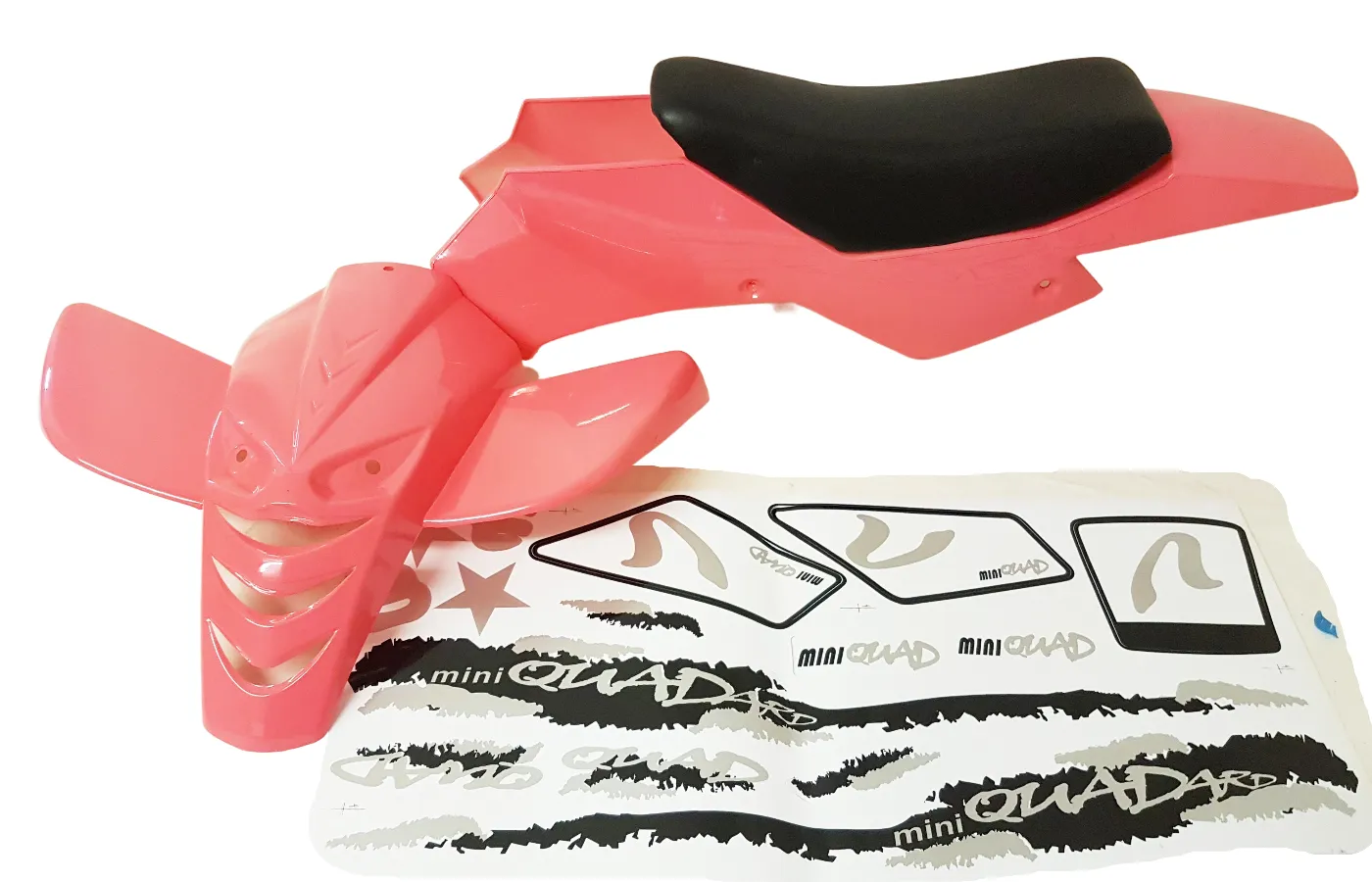 FMQ07 FAIRING PLASTICS PINK / WHITE WITH SEAT FOR 49CC MINI QUAD / ATV