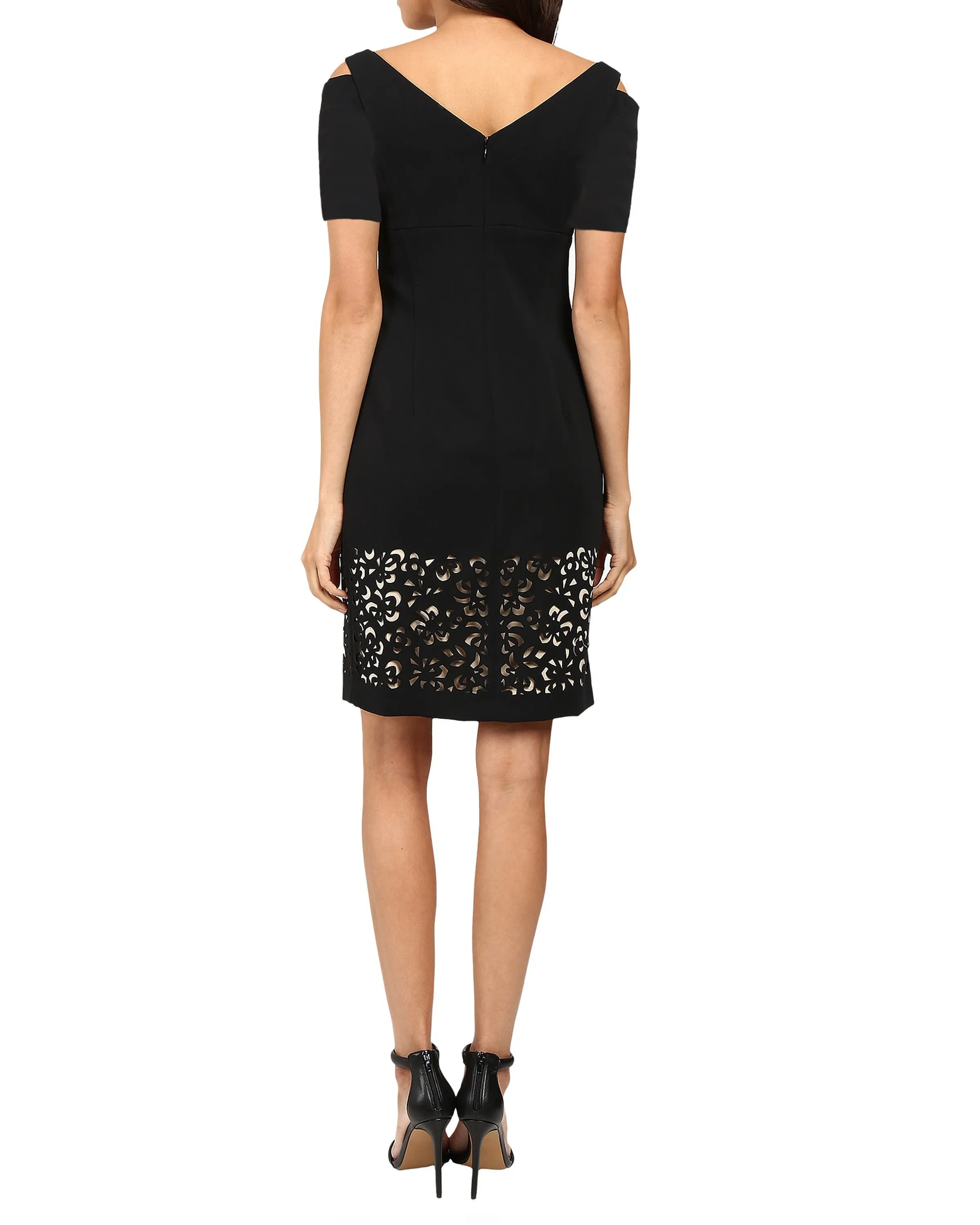 FOCUS by Shani — Cold Shoulder Laser Cut Dress