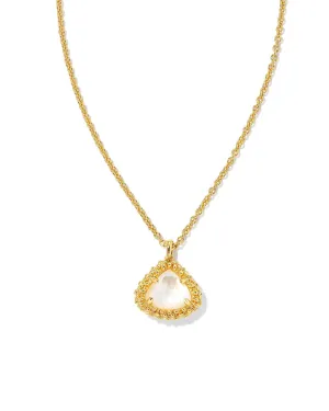 Framed Kendall Short Pendant Necklace in Gold Ivory Mother of Pearl