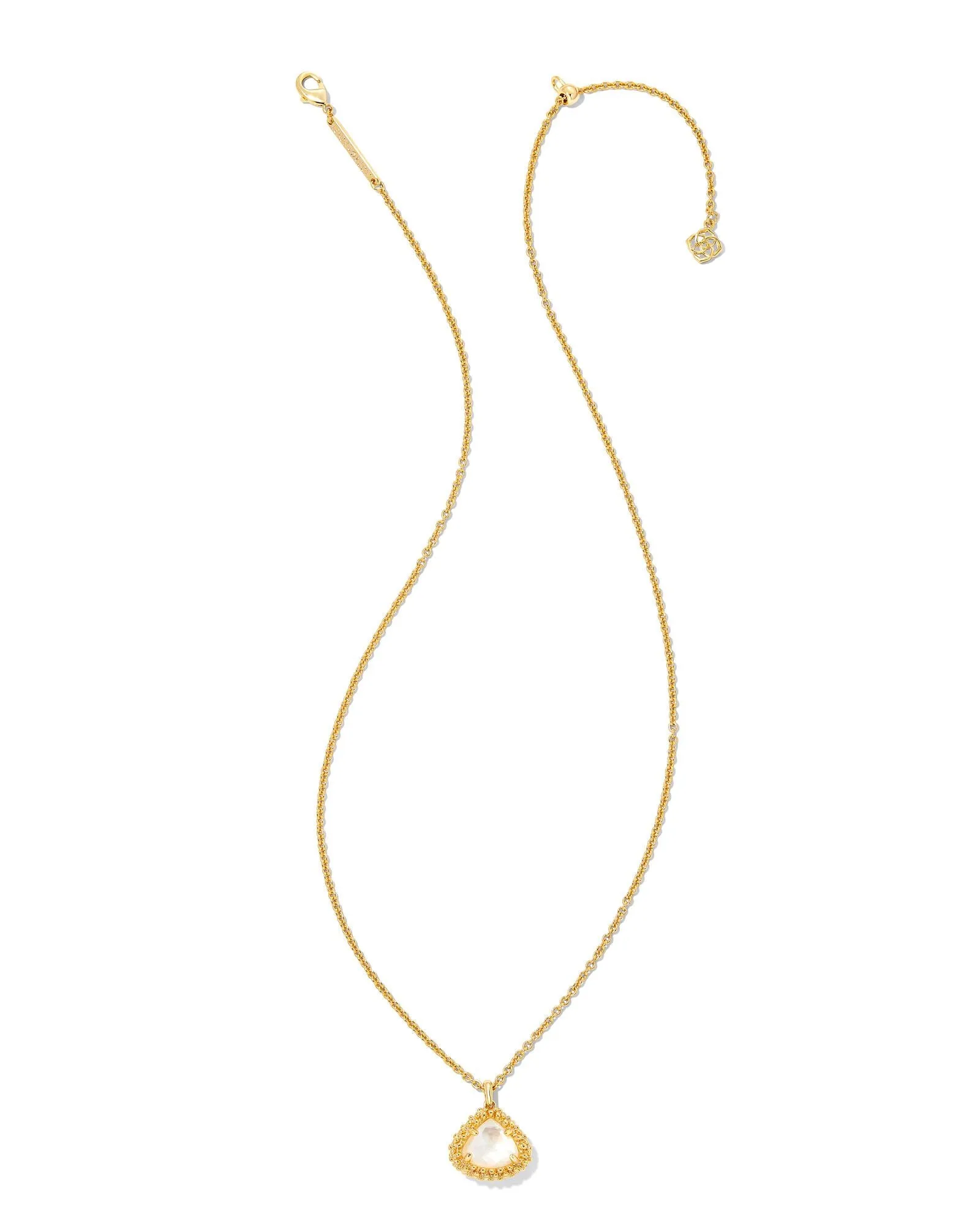 Framed Kendall Short Pendant Necklace in Gold Ivory Mother of Pearl