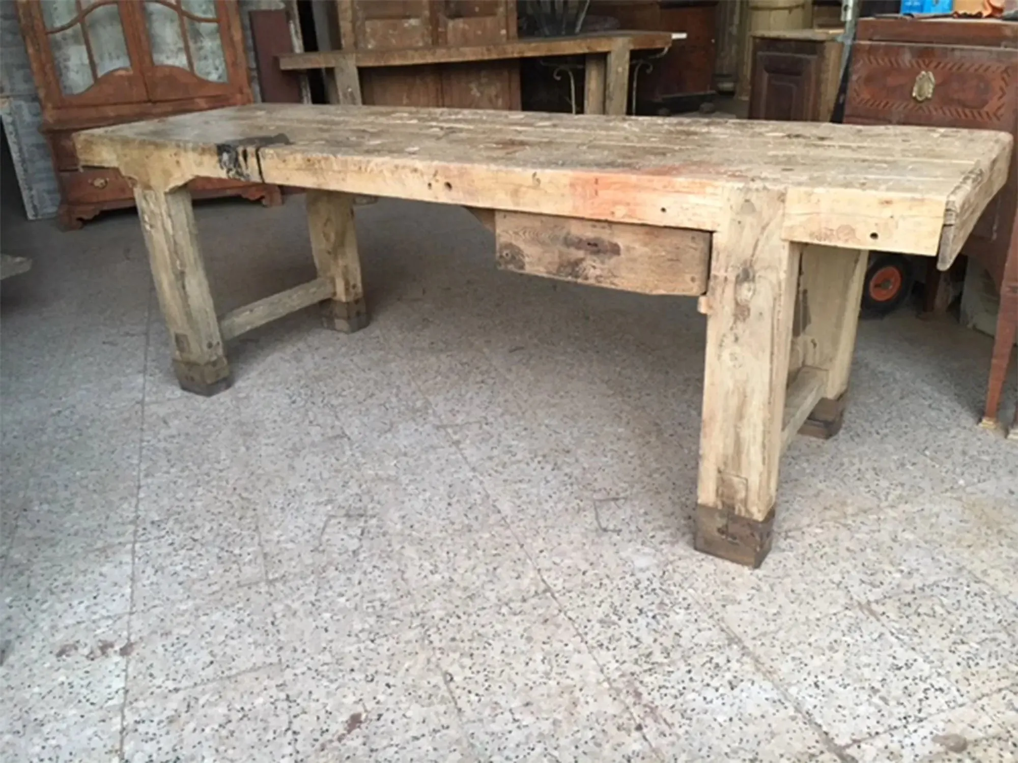 French Antique - Table with one drawer