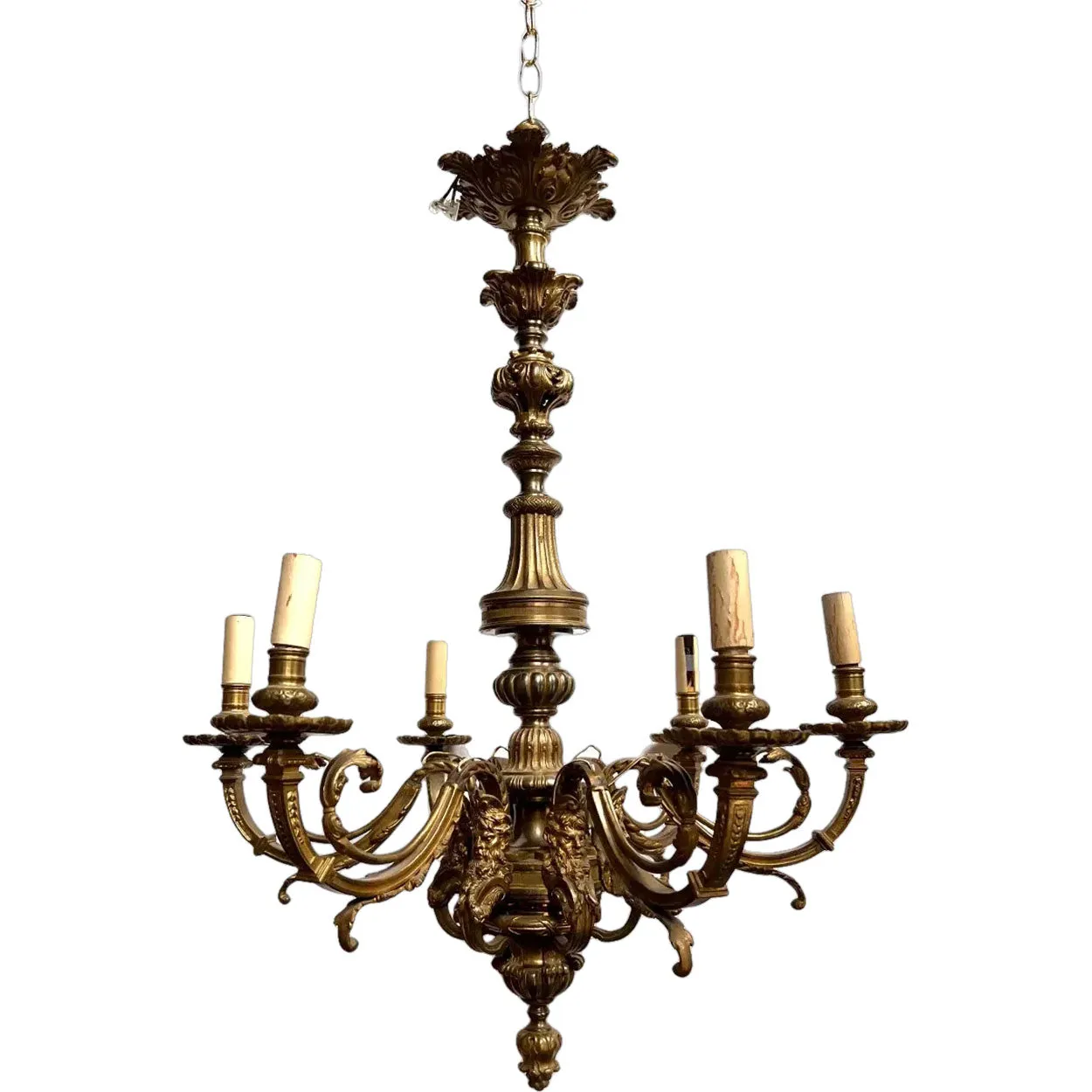 French Baroque Style Bronze Mazarin Six-Light Chandelier
