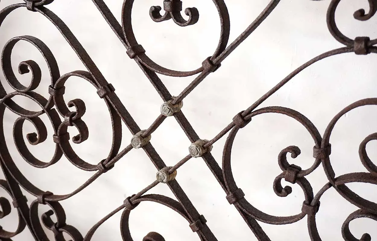 French Colonial Wrought Iron and Zinc Arched Transom