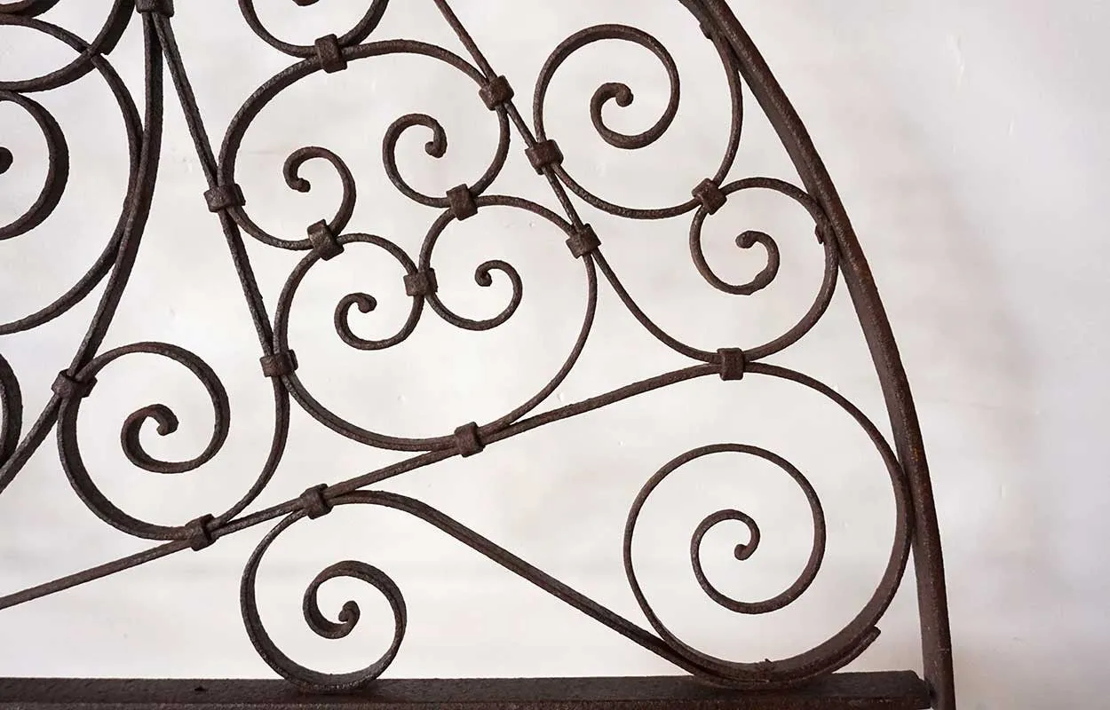 French Colonial Wrought Iron and Zinc Arched Transom