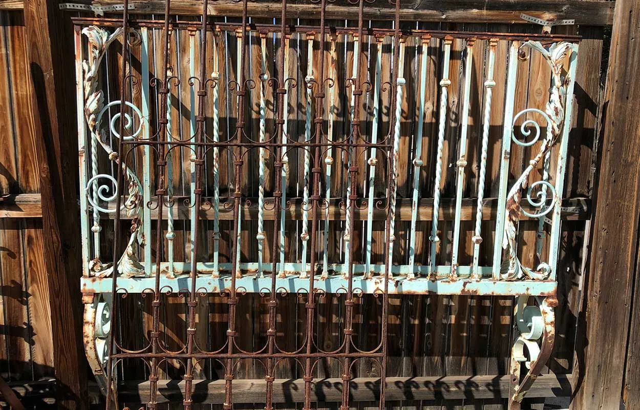 French Heavy Wrought Iron Painted Juliet Balcony Railing on Brackets