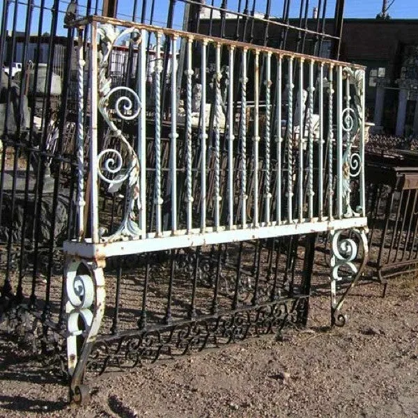 French Heavy Wrought Iron Painted Juliet Balcony Railing on Brackets