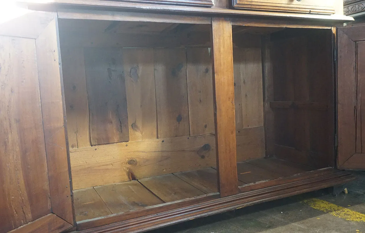 French Louis XIII Fruitwood Diamond Point Sideboard Cabinet