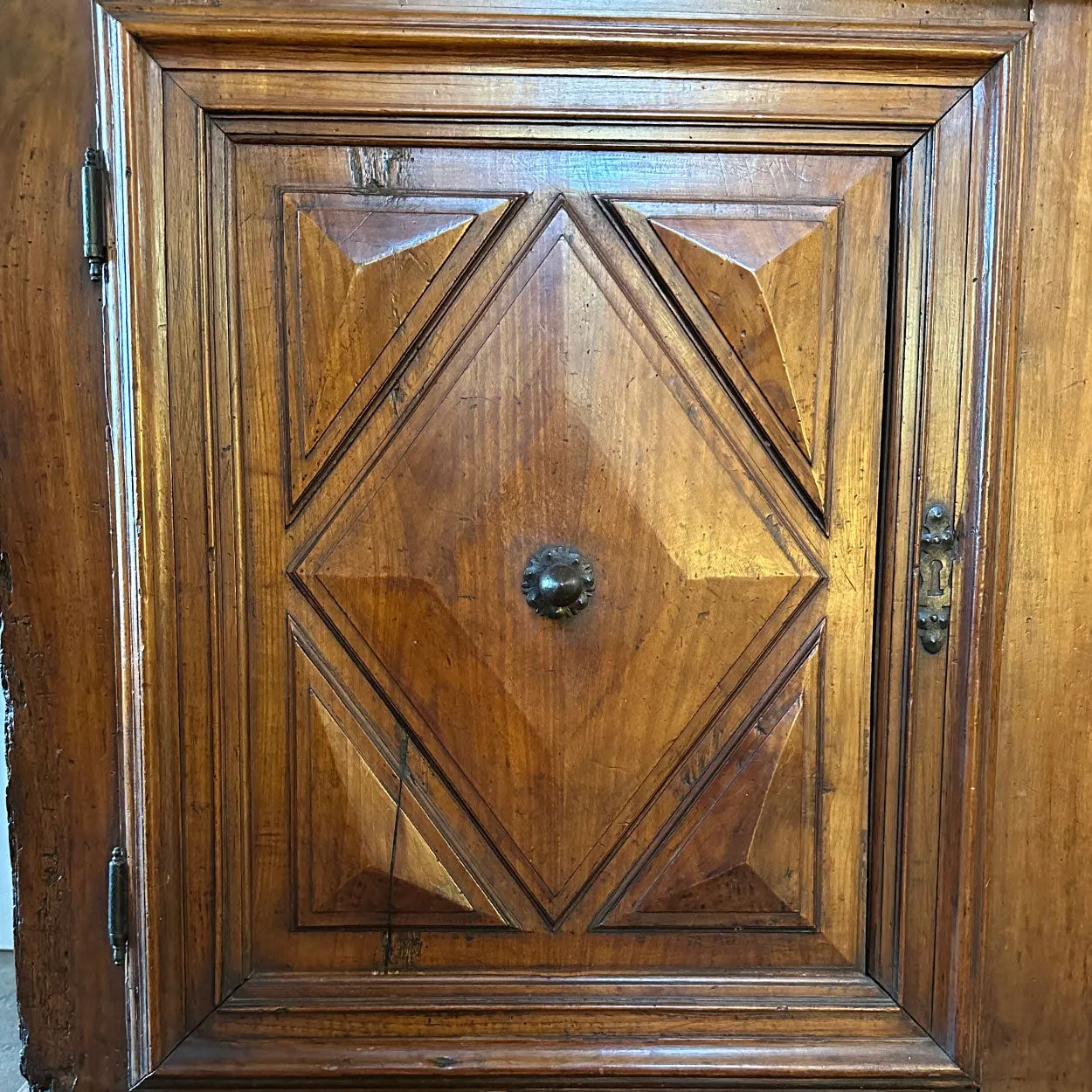 French Louis XIII Fruitwood Diamond Point Sideboard Cabinet