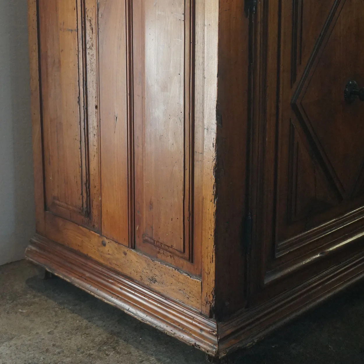 French Louis XIII Fruitwood Diamond Point Sideboard Cabinet